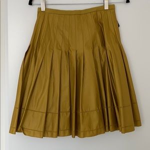 Olive/mustard color pleated skirt by Ted Baker